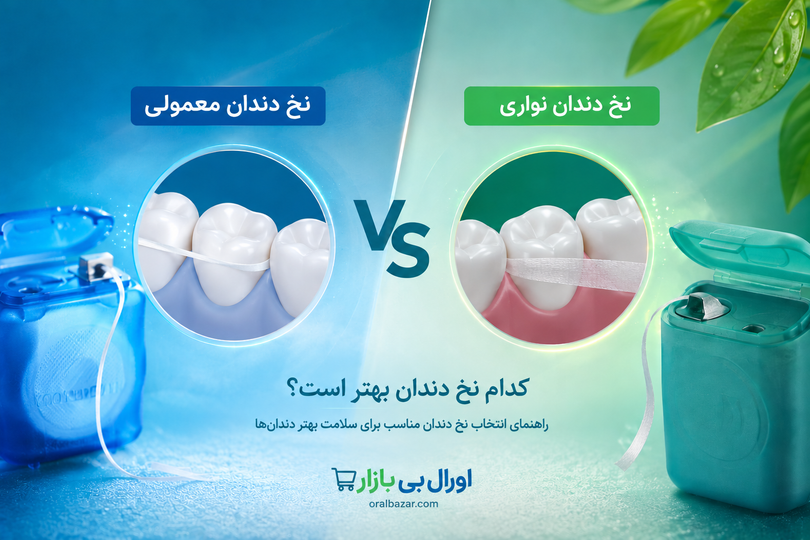نخ دندان نواری بهتر است یا معمولی؟ مقایسه کامل انواع نخ دندان و راهنمای انتخاب بهترین گزینه
