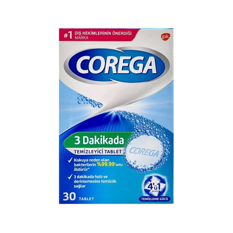 قرص تمیز کننده دندان مصنوعی کورگا مدل Dakikada 3 | بسته 30 عددی