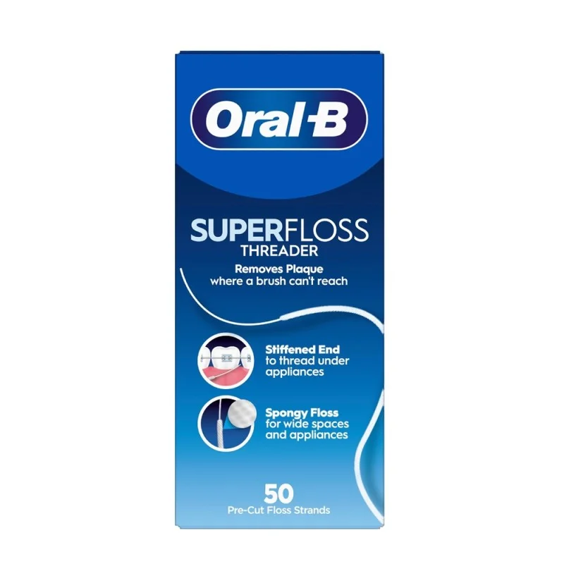 نخ دندان اورال بی Super Floss مخصوص ارتودنسی و ایمپلنت | 50 عددی