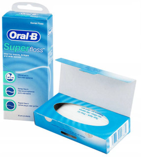 نخ دندان اورال بی Super Floss مخصوص ارتودنسی، ایمپلنت و بریج | 50 عددی